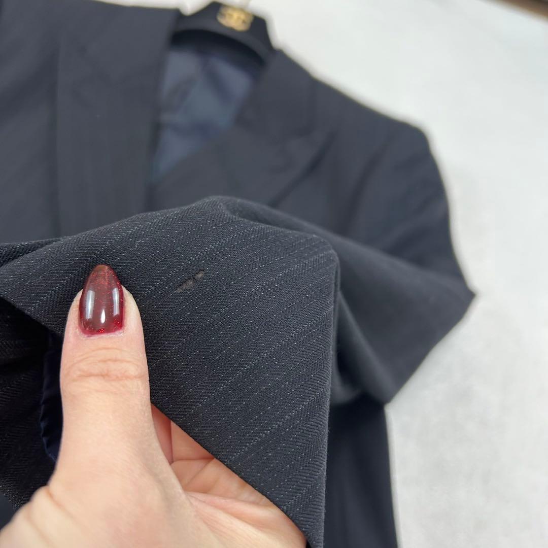 K613 L バーバリーロンドン ダブル 肩パット スーツ上下 ネイビー メンズ