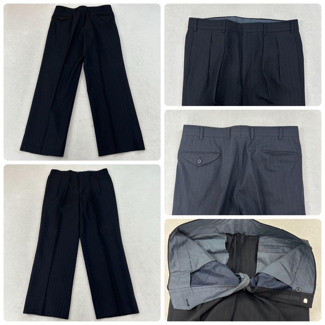 K613 L バーバリーロンドン ダブル 肩パット スーツ上下 ネイビー メンズ