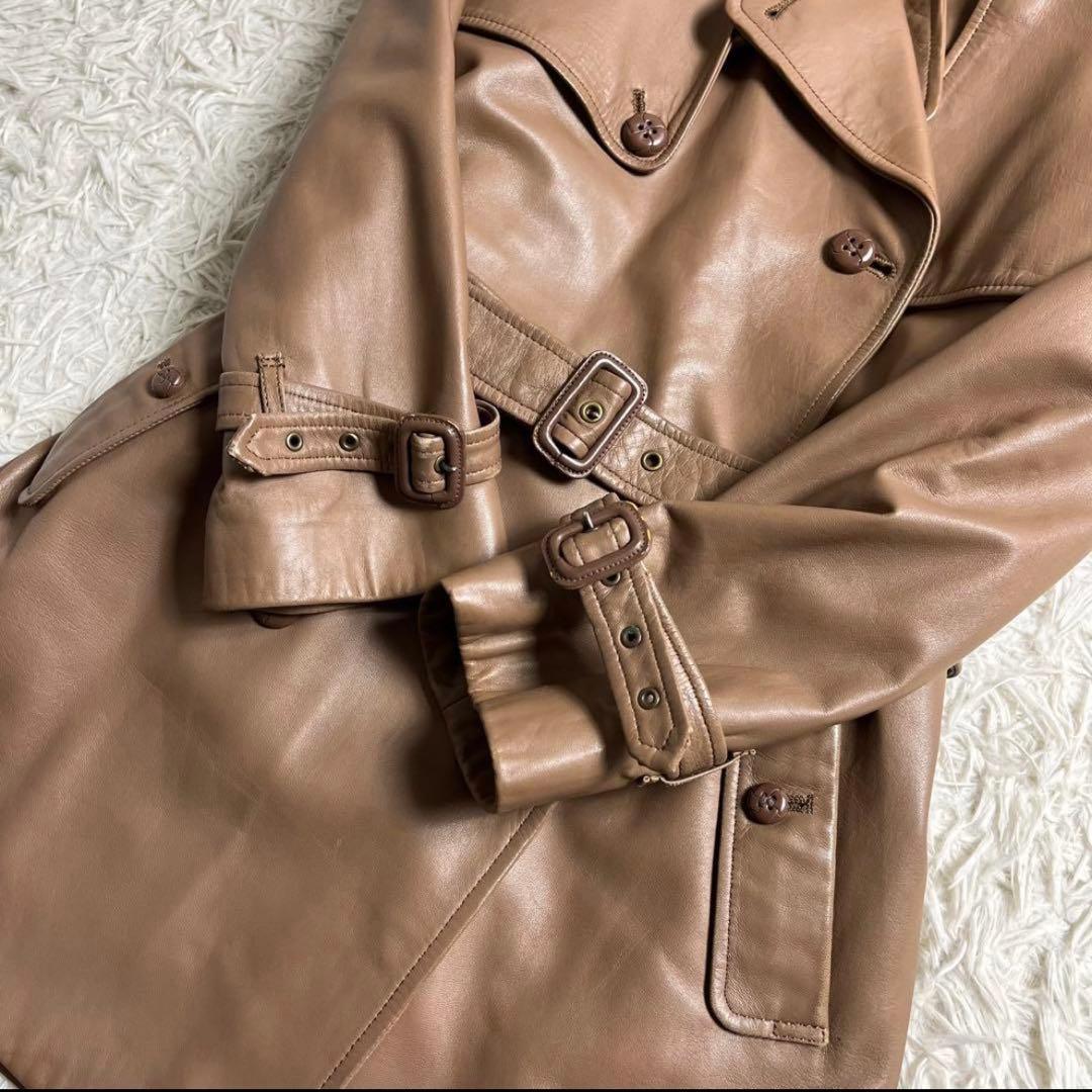 バーバリー　レザートレンチコート ベージュブラウン　ショート丈　11号Lサイズ