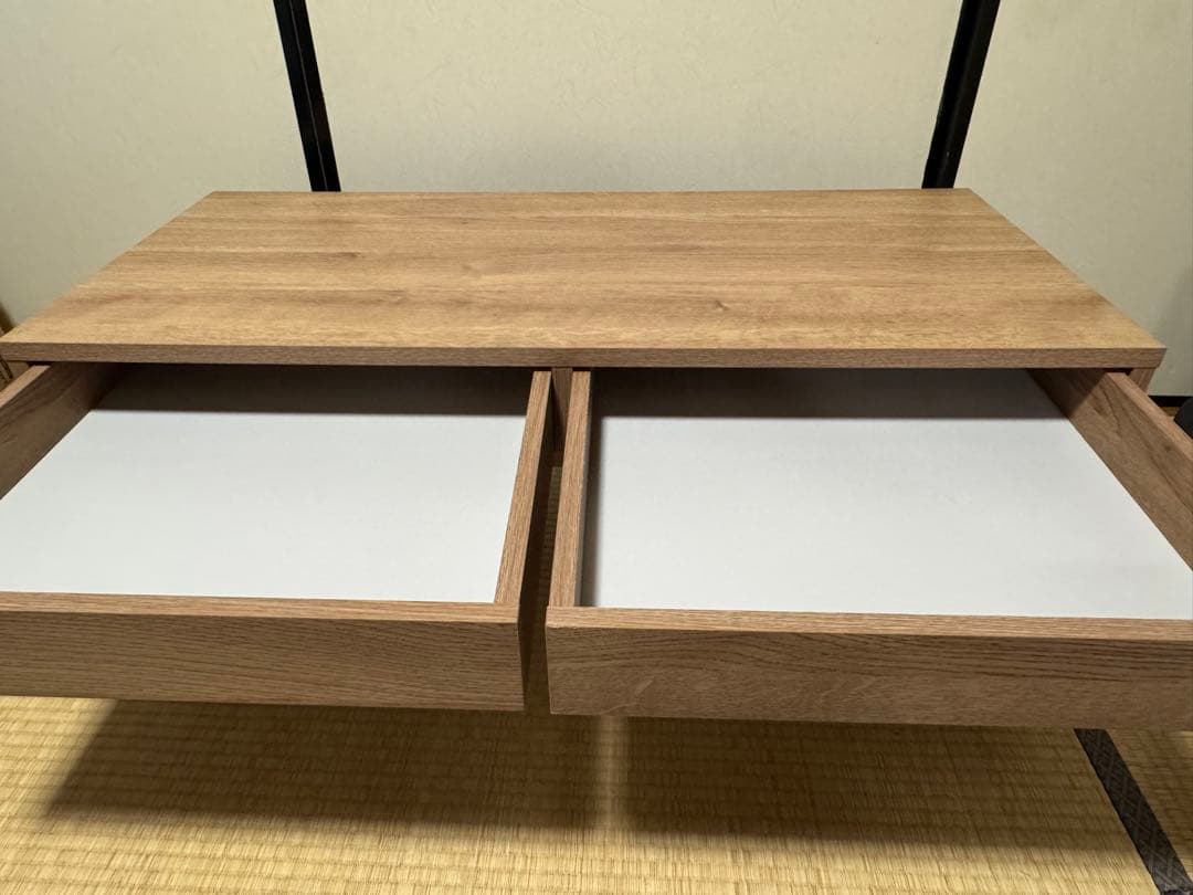 LOWYA ナチュラルウッド ローテーブル 引き出し付き