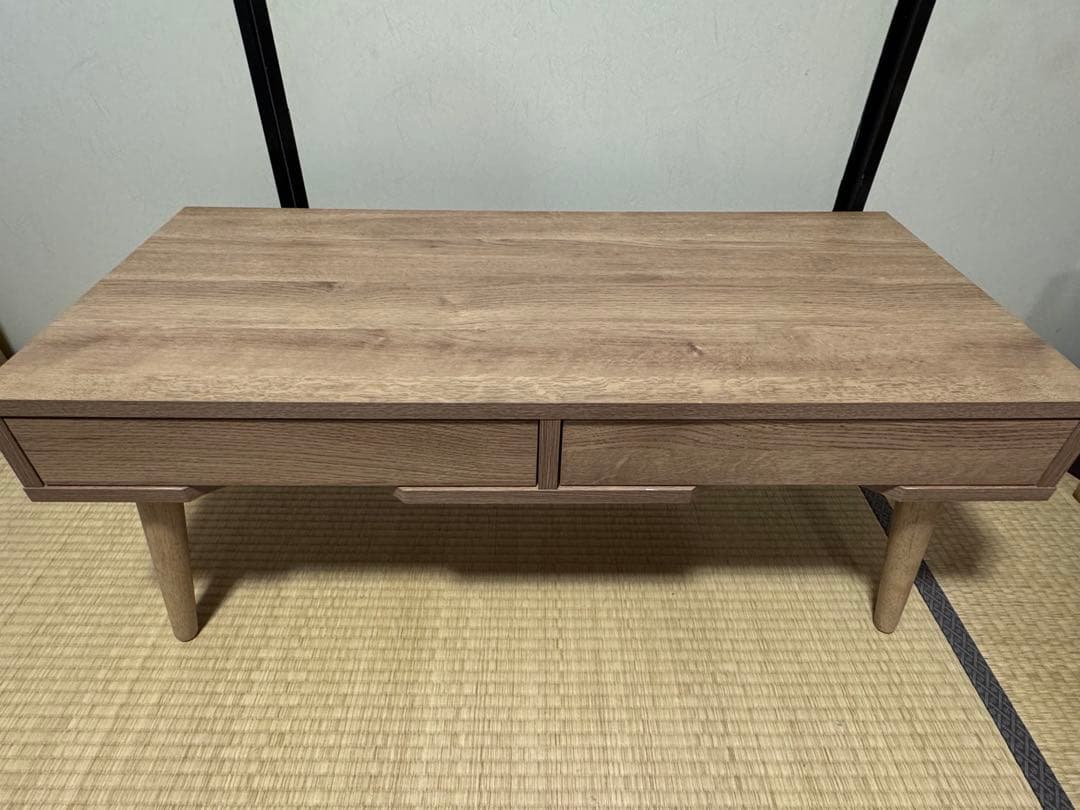 LOWYA ナチュラルウッド ローテーブル 引き出し付き