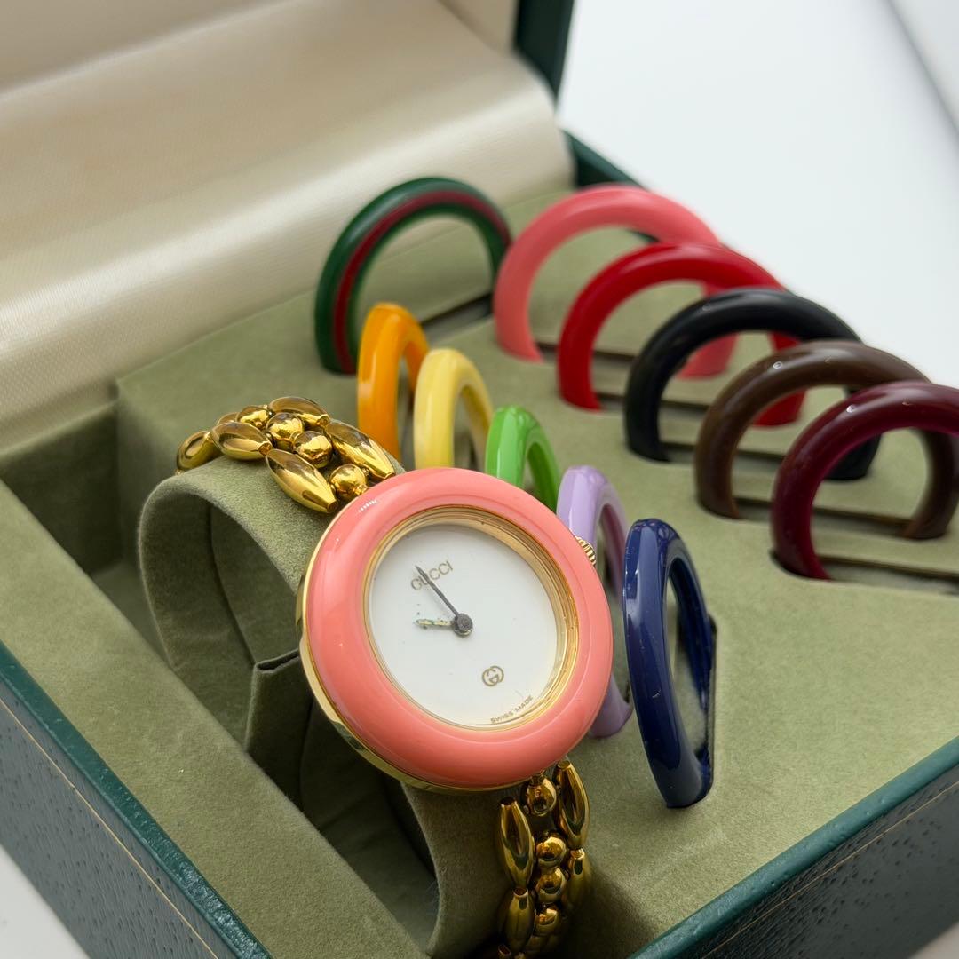 高騰中　動作未確認　グッチ　チェンジベゼル　11.12 箱説保　ベゼル11個付