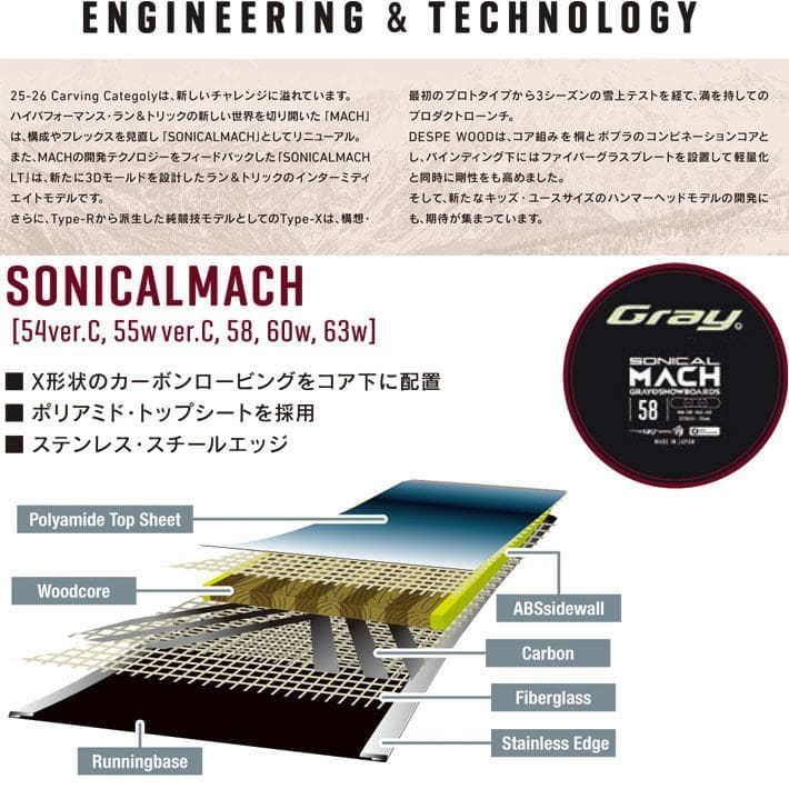 新品未使用 25-26 Gray SONICAL MACH 55W ver.C