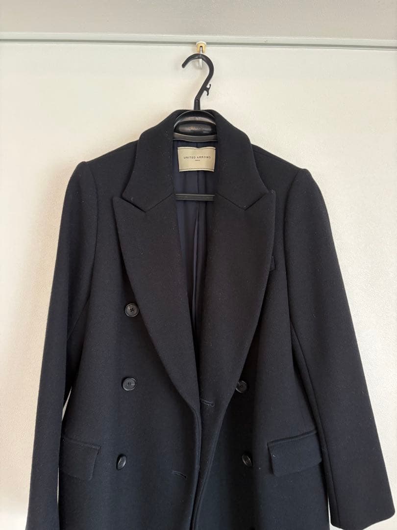 【中古美品】ユナイテッドアローズ 濃紺 ダブルブレスト チェスターコート