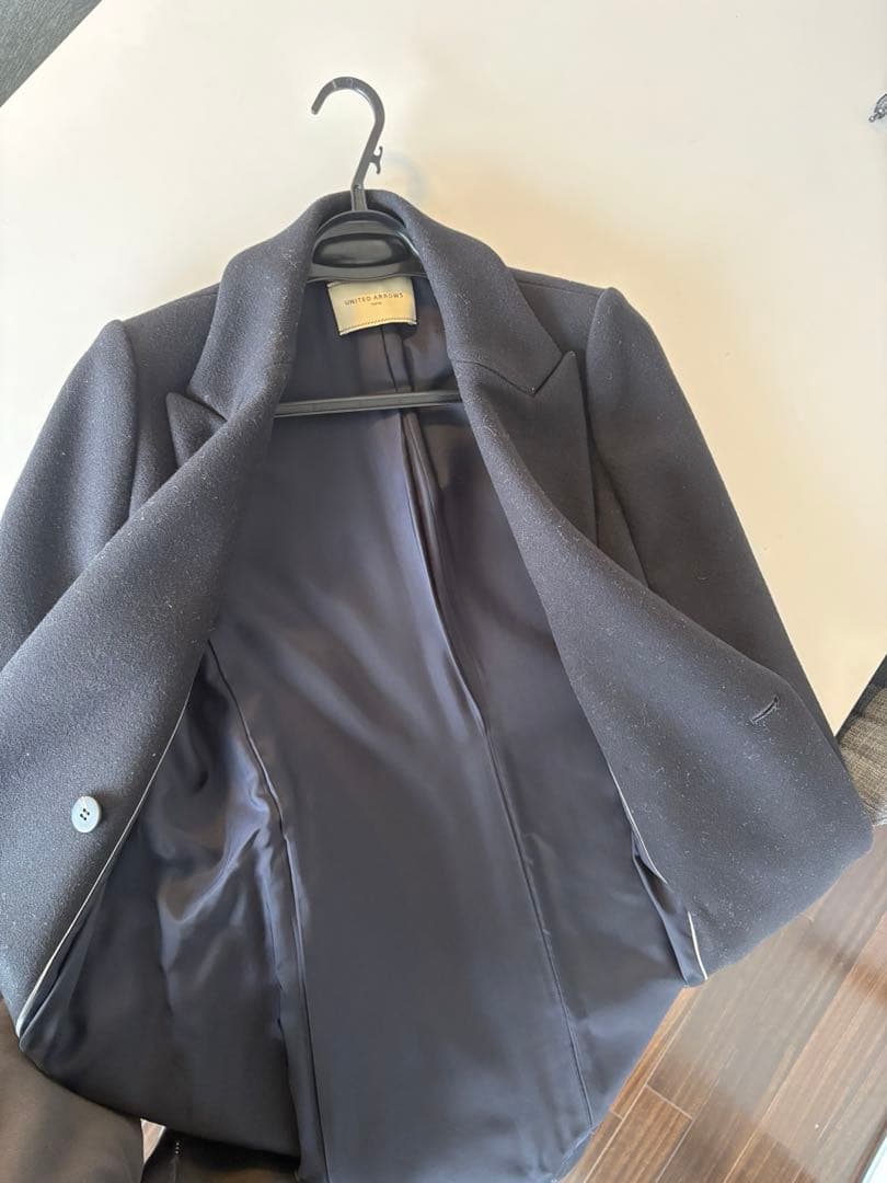 【中古美品】ユナイテッドアローズ 濃紺 ダブルブレスト チェスターコート