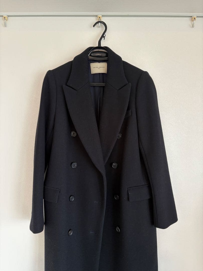 【中古美品】ユナイテッドアローズ 濃紺 ダブルブレスト チェスターコート