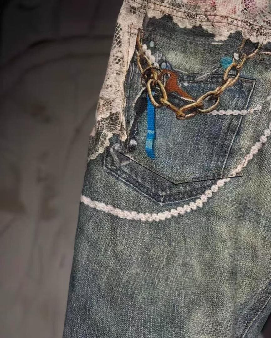 Acne Studios最アートデザイン デニムパンツ