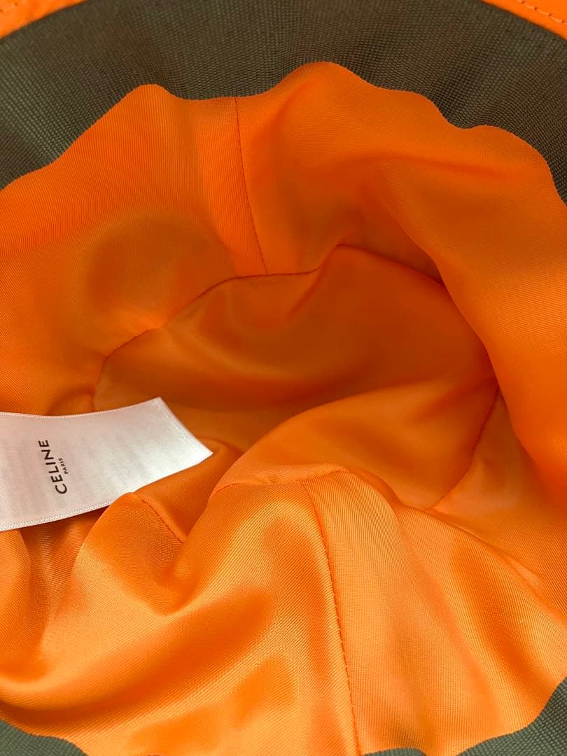 ⭐️ 極美品 セリーヌ ロゴ バケットハット ナイロン カーキ 鑑定済