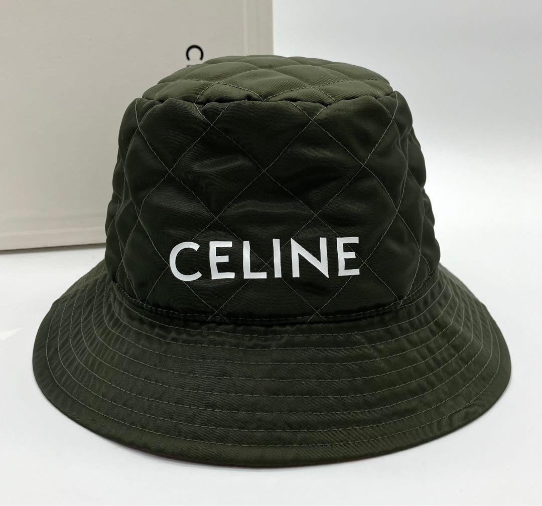 ⭐️ 極美品 セリーヌ ロゴ バケットハット ナイロン カーキ 鑑定済