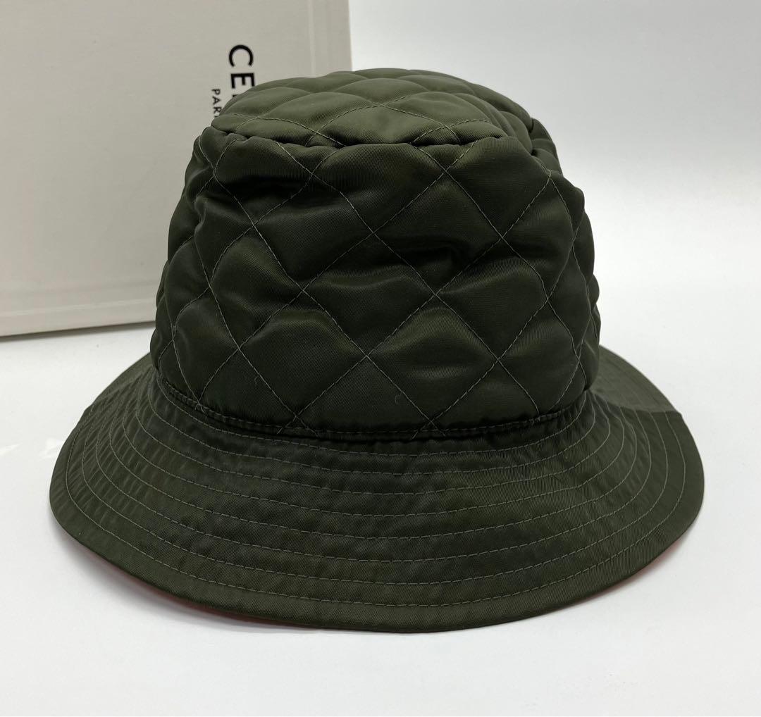 ⭐️ 極美品 セリーヌ ロゴ バケットハット ナイロン カーキ 鑑定済