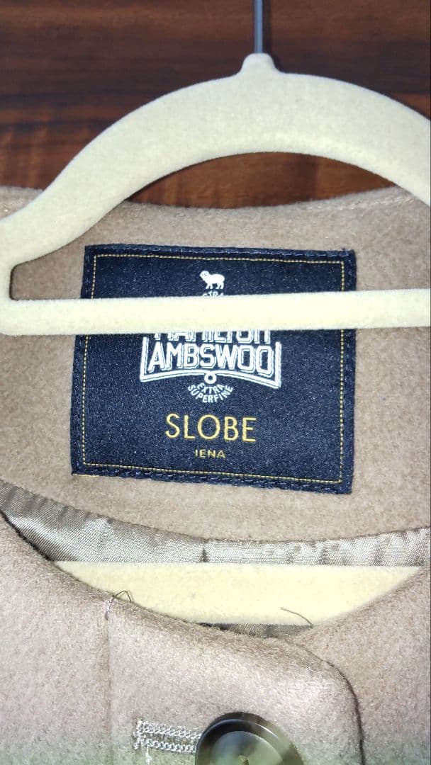 pick☆SLOBE IENA ロングコート ノーカラー ベージュ