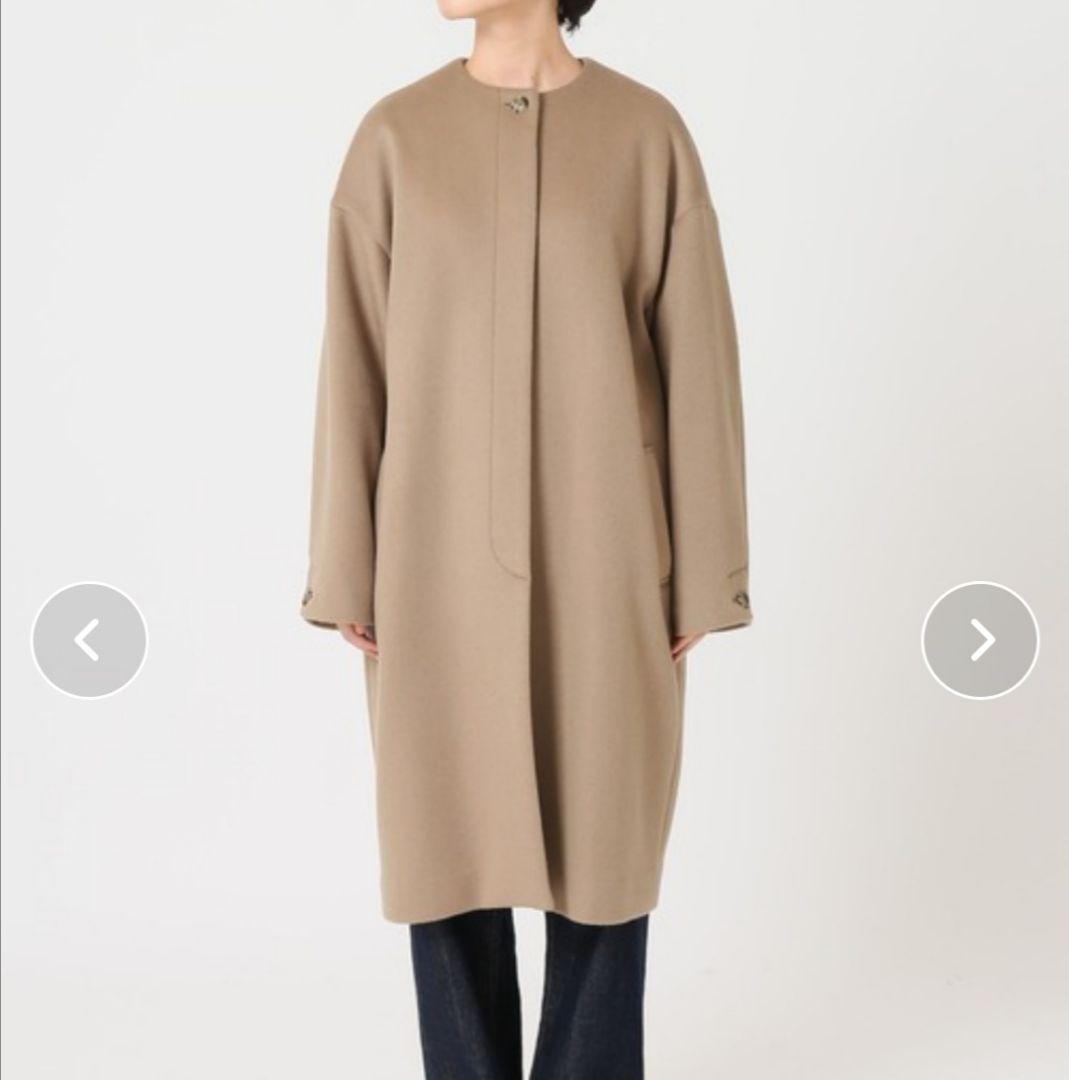 pick☆SLOBE IENA ロングコート ノーカラー ベージュ