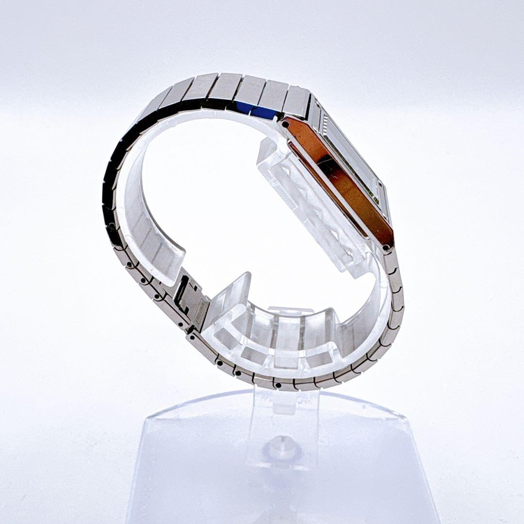 稼働品 YSL イヴサンローラン スクエアフェイス シルバー クオーツ 腕時計