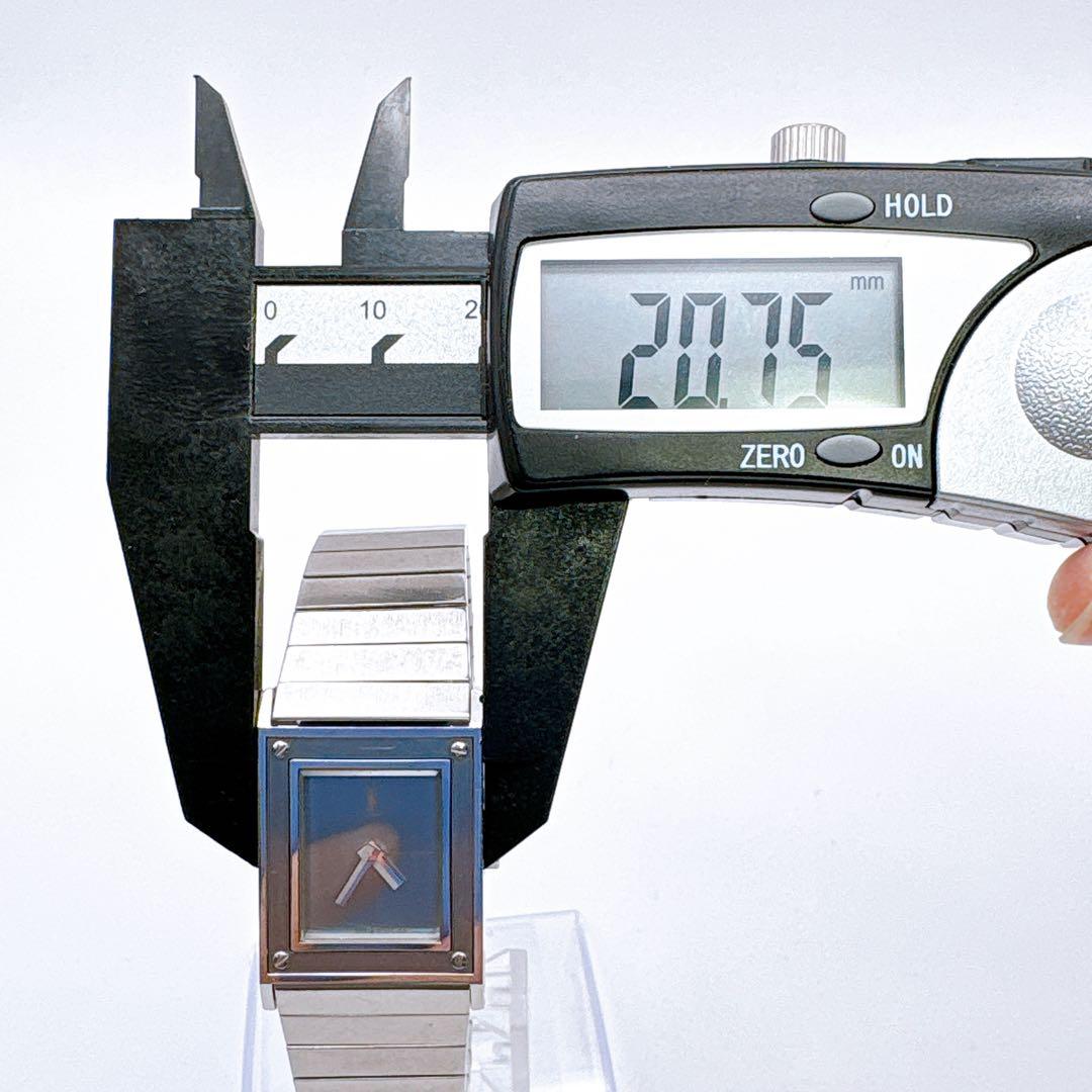 稼働品 YSL イヴサンローラン スクエアフェイス シルバー クオーツ 腕時計