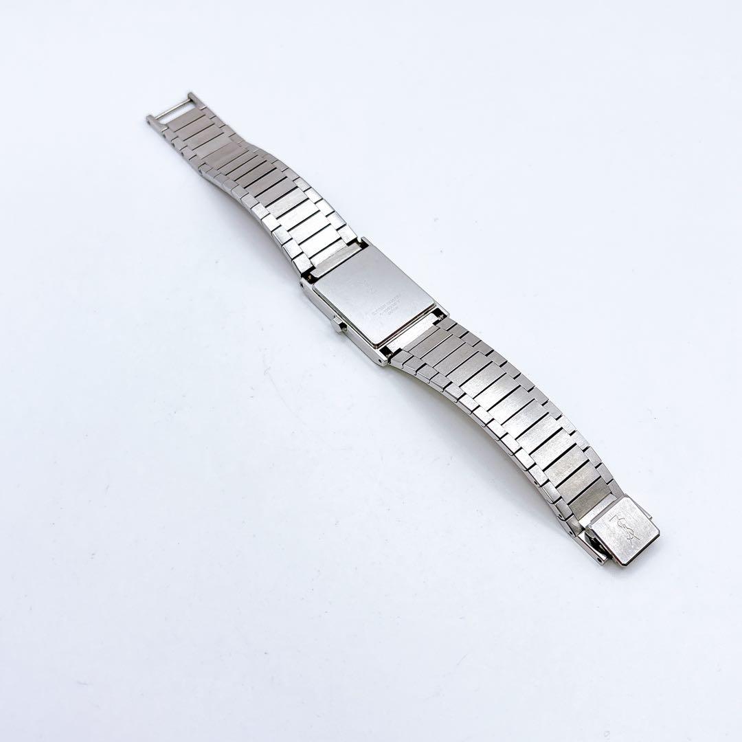 稼働品 YSL イヴサンローラン スクエアフェイス シルバー クオーツ 腕時計