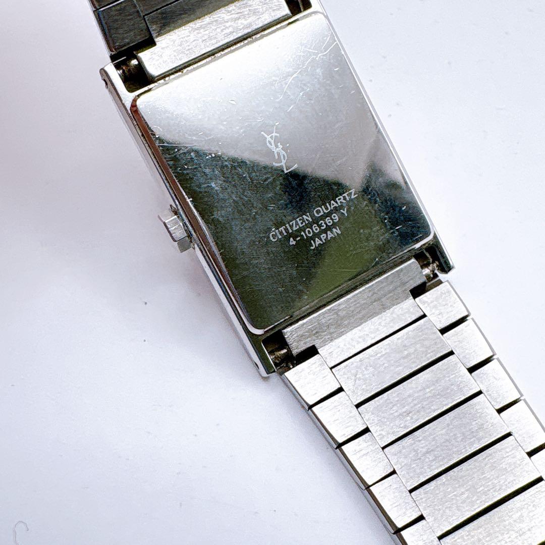 稼働品 YSL イヴサンローラン スクエアフェイス シルバー クオーツ 腕時計