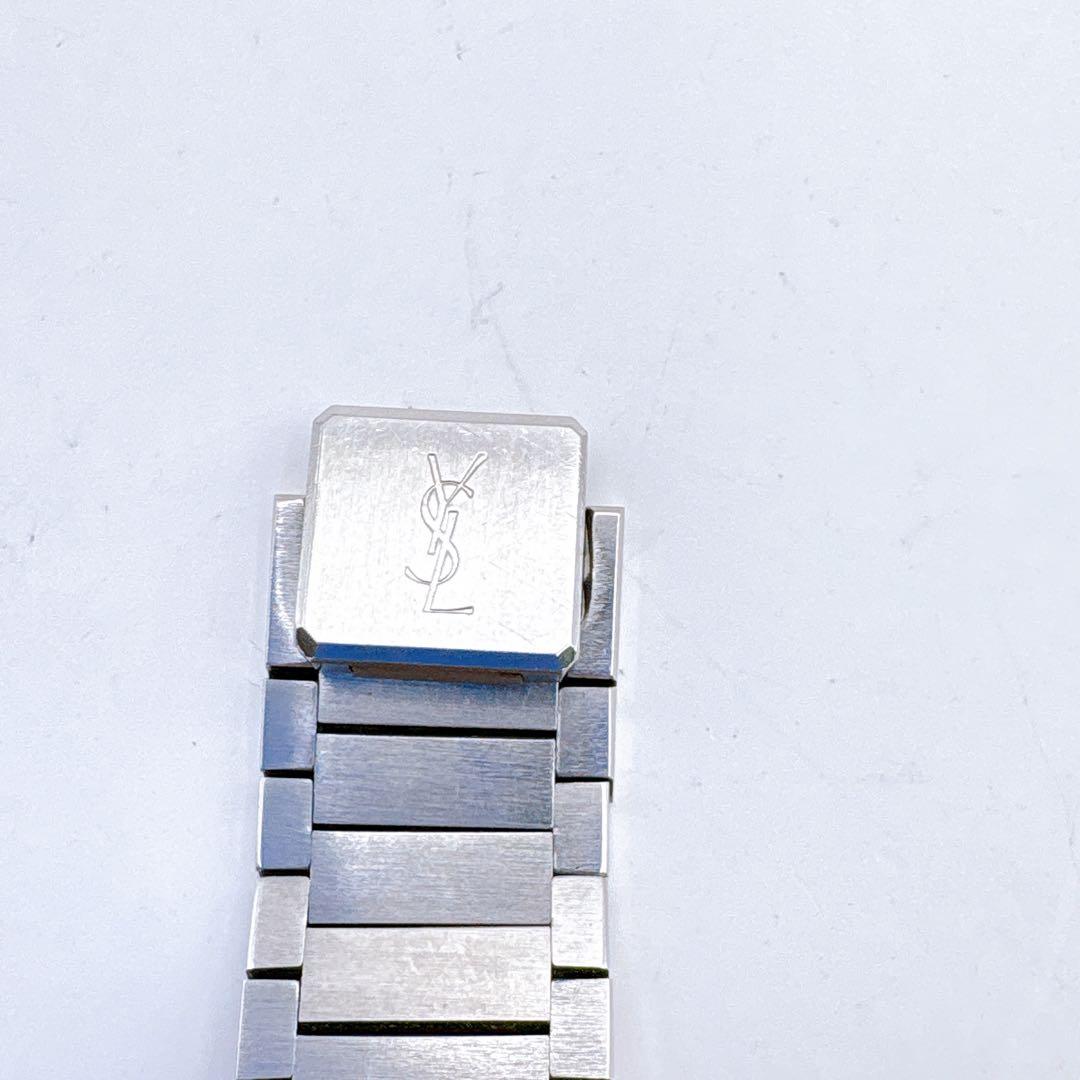 稼働品 YSL イヴサンローラン スクエアフェイス シルバー クオーツ 腕時計