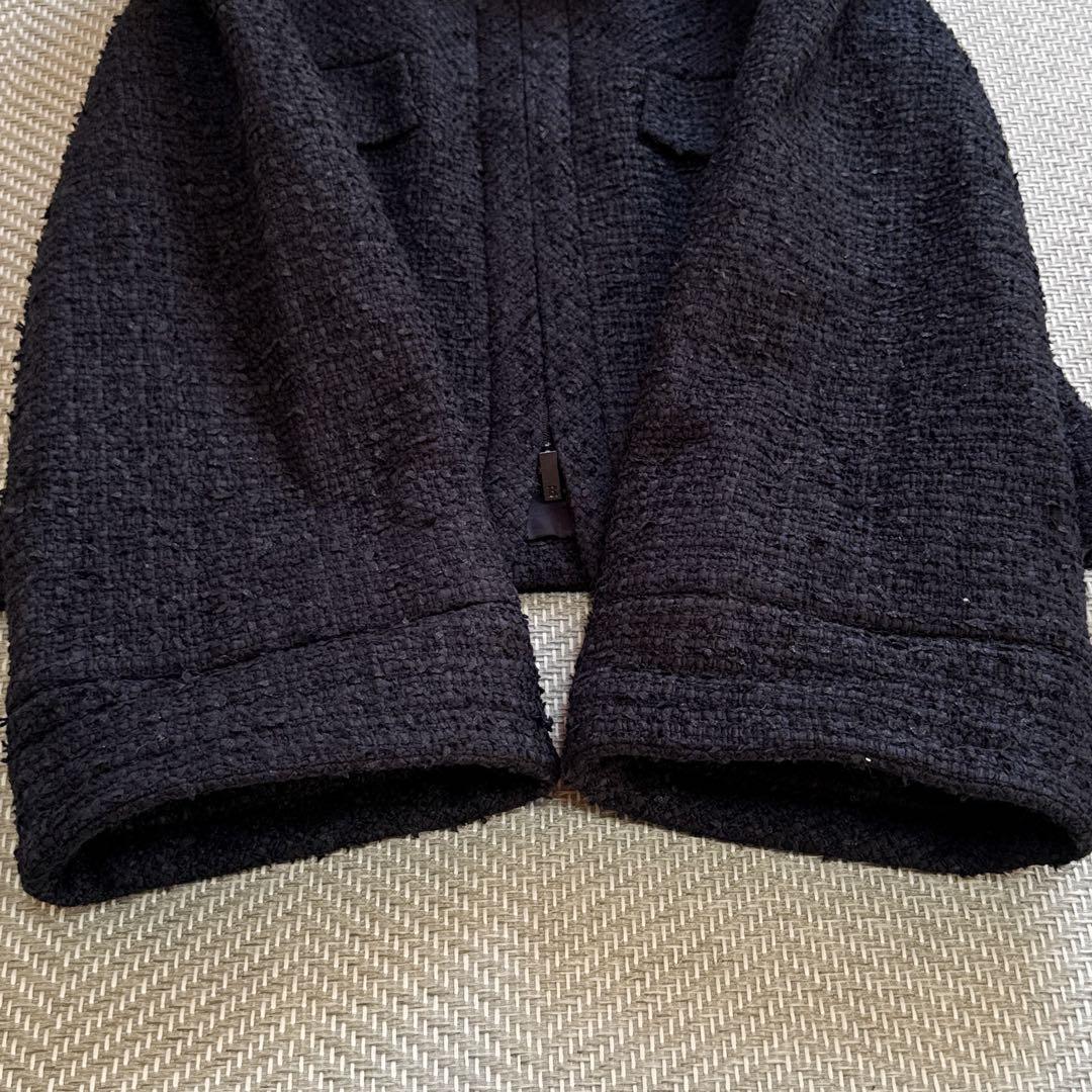 極美品 Rene ツイードジャケット フレアスリーブ ネイビー TISSUE