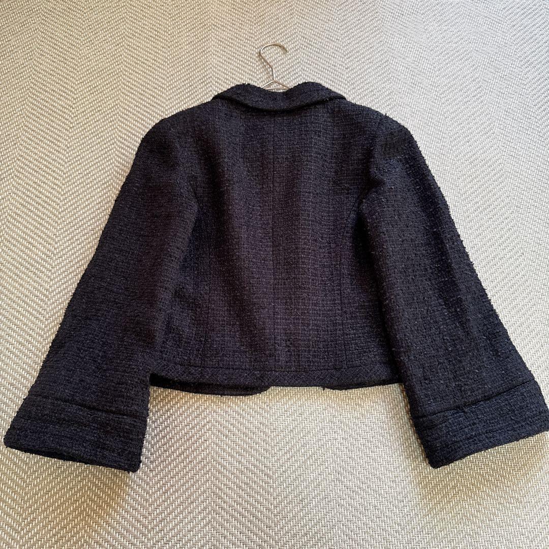 極美品 Rene ツイードジャケット フレアスリーブ ネイビー TISSUE