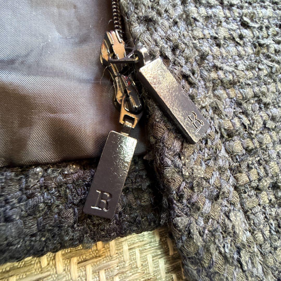 極美品 Rene ツイードジャケット フレアスリーブ ネイビー TISSUE