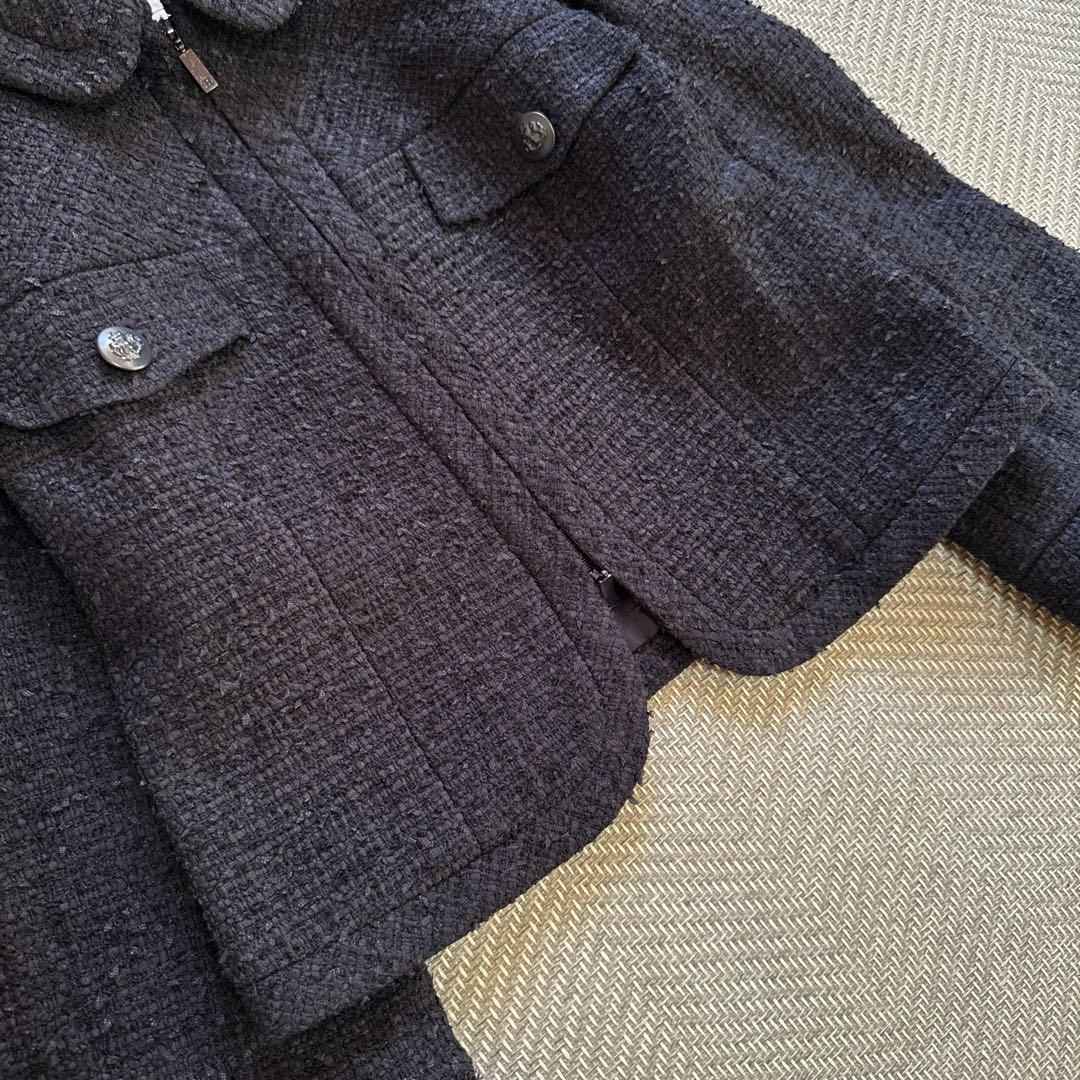 極美品 Rene ツイードジャケット フレアスリーブ ネイビー TISSUE