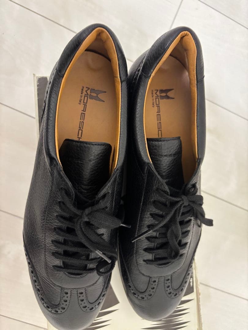 SATOSHI :Moreschi モレスキー ブラック レザースニーカー