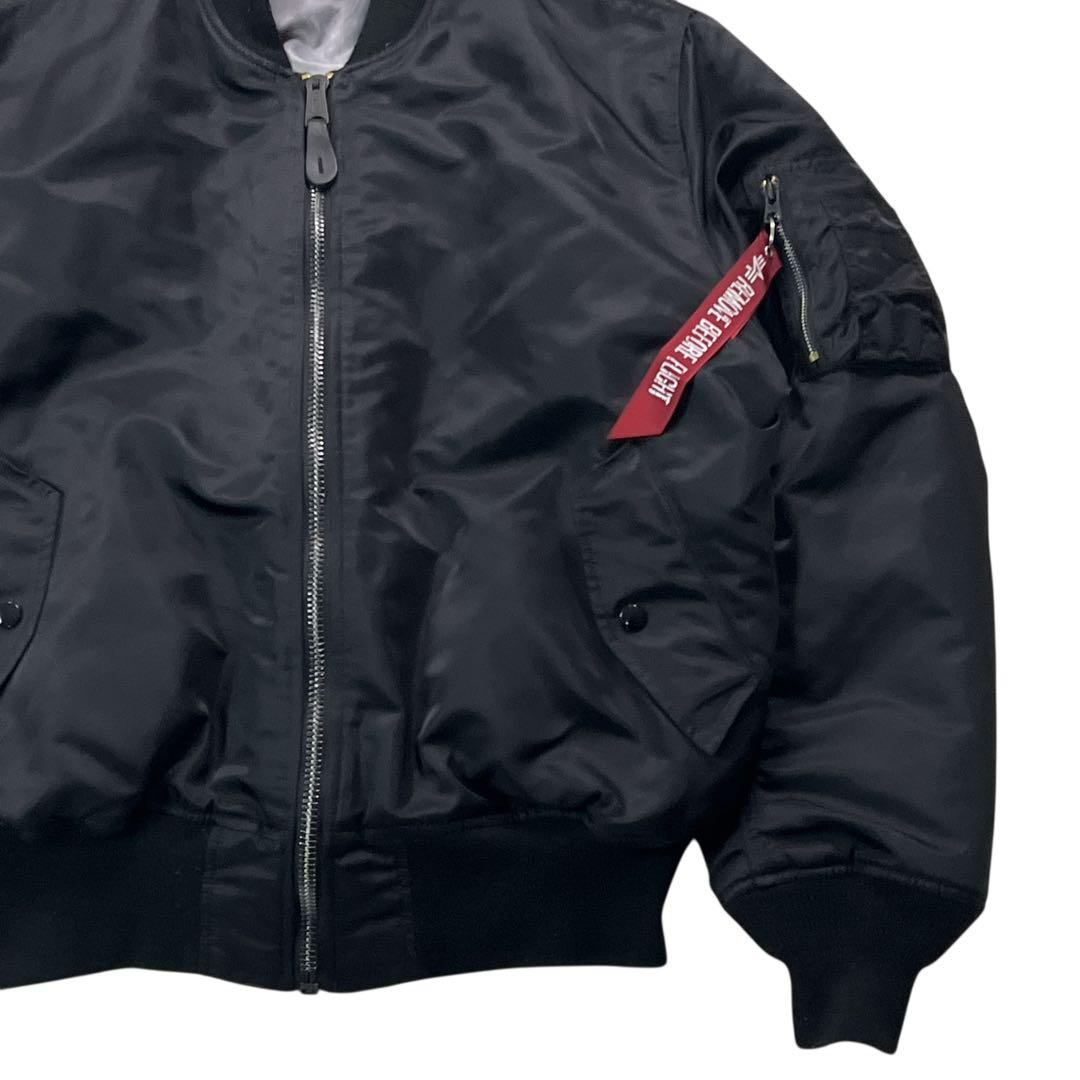 ✨未使用級✨ アルファインダストリーズ 戦闘機プリントMA-1ブラックL