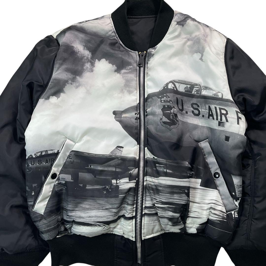 ✨未使用級✨ アルファインダストリーズ 戦闘機プリントMA-1ブラックL