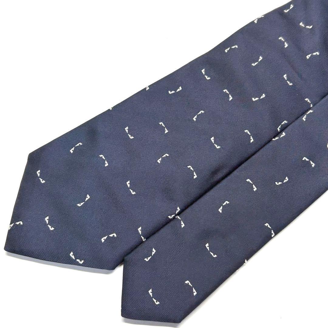 【極美品✨】フェンディ ネクタイ ネイビー モンスター バグズ 現行 高級シルク