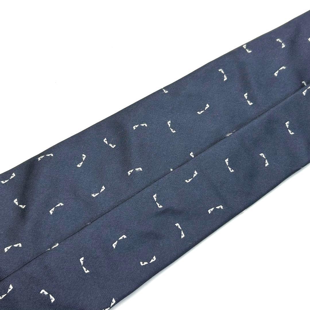 【極美品✨】フェンディ ネクタイ ネイビー モンスター バグズ 現行 高級シルク