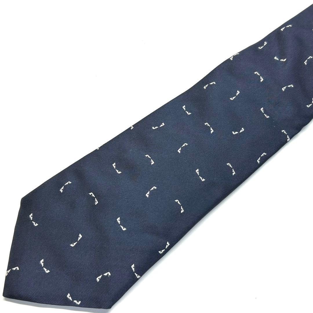 【極美品✨】フェンディ ネクタイ ネイビー モンスター バグズ 現行 高級シルク