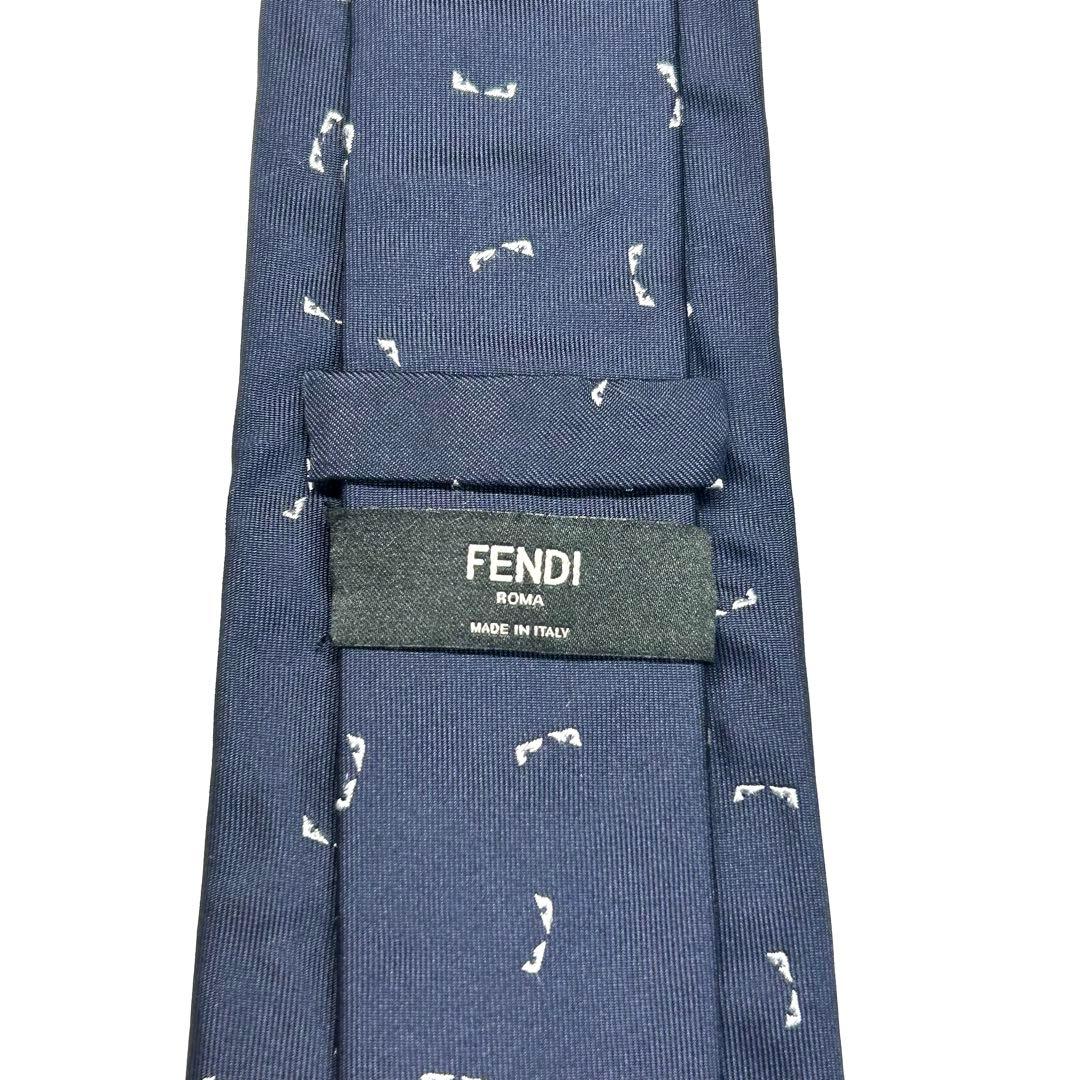 【極美品✨】フェンディ ネクタイ ネイビー モンスター バグズ 現行 高級シルク