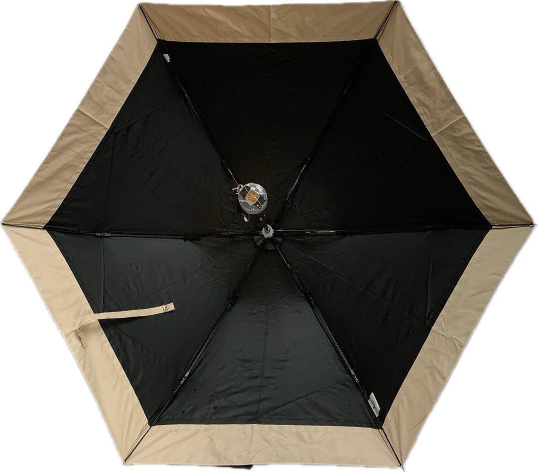 新品★ランバンオンブルー★ビジューリボン晴雨兼用 折りたたみ日傘 雨傘★ブラック