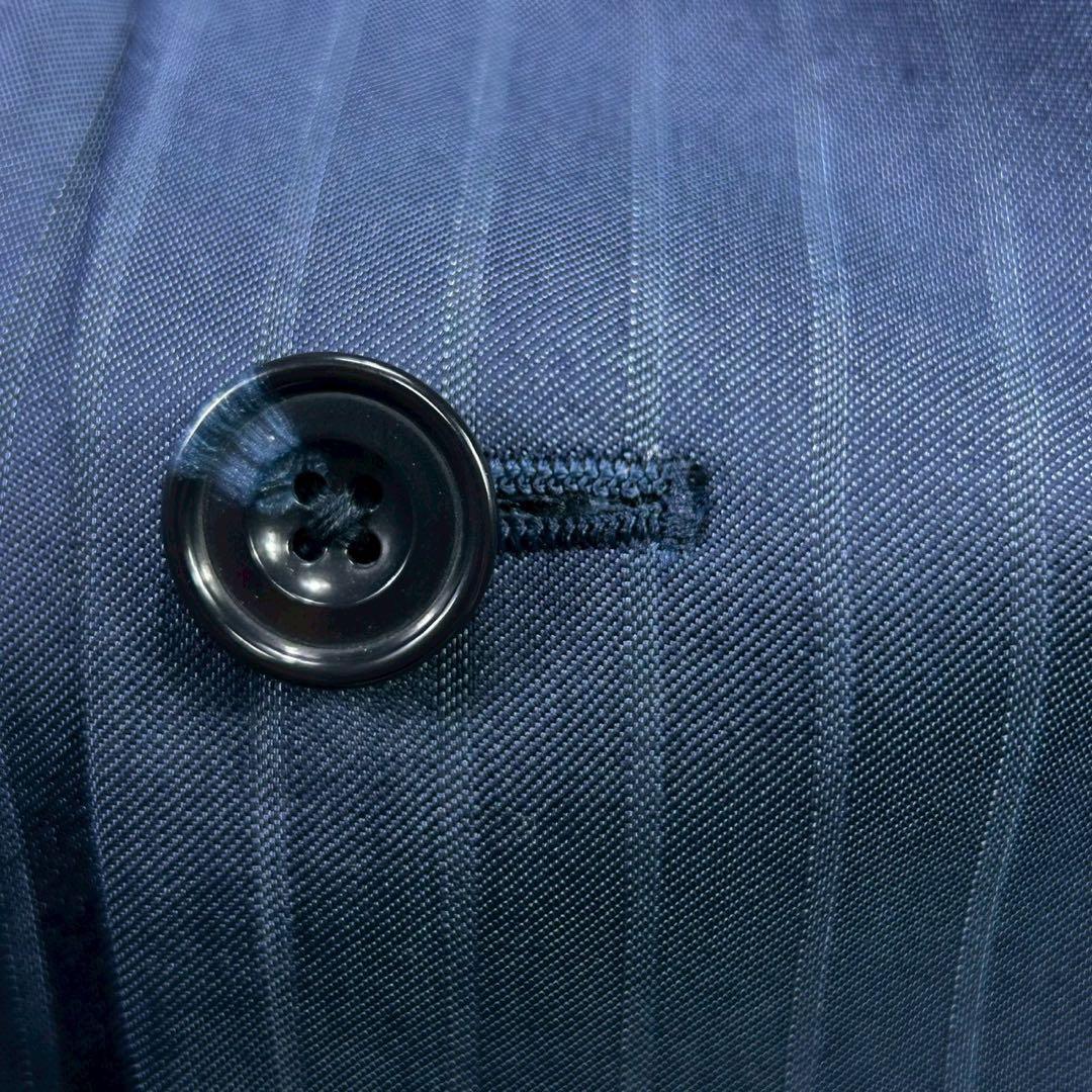 【大きいサイズ】6L フィッチェ ストライプスーツ ネイビー ドン小西 美品