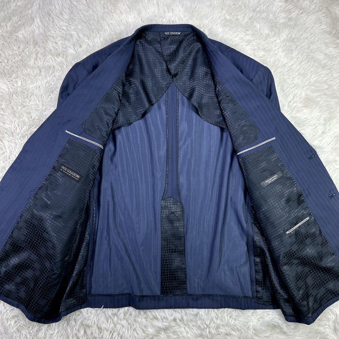 【大きいサイズ】6L フィッチェ ストライプスーツ ネイビー ドン小西 美品