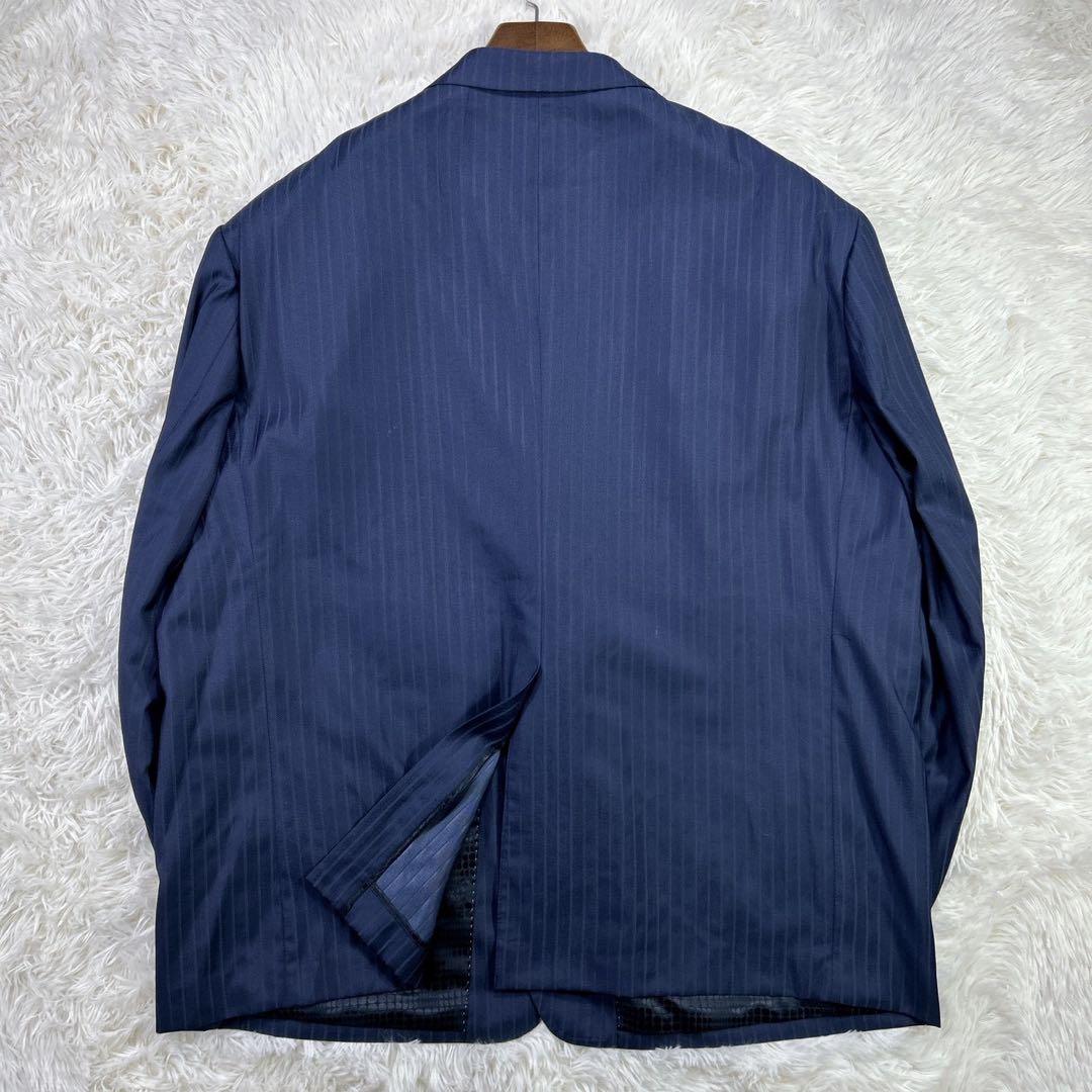 【大きいサイズ】6L フィッチェ ストライプスーツ ネイビー ドン小西 美品