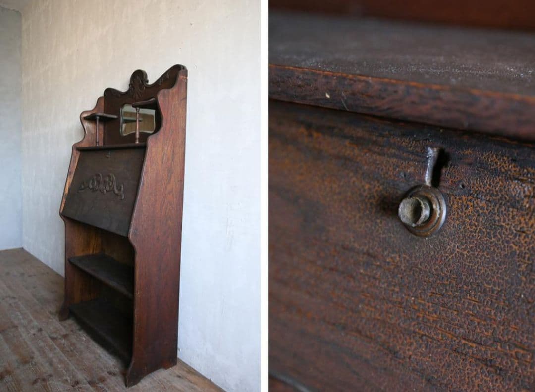 英国アンティーク　ライティングビューロー　勉強机デスク　収納式机