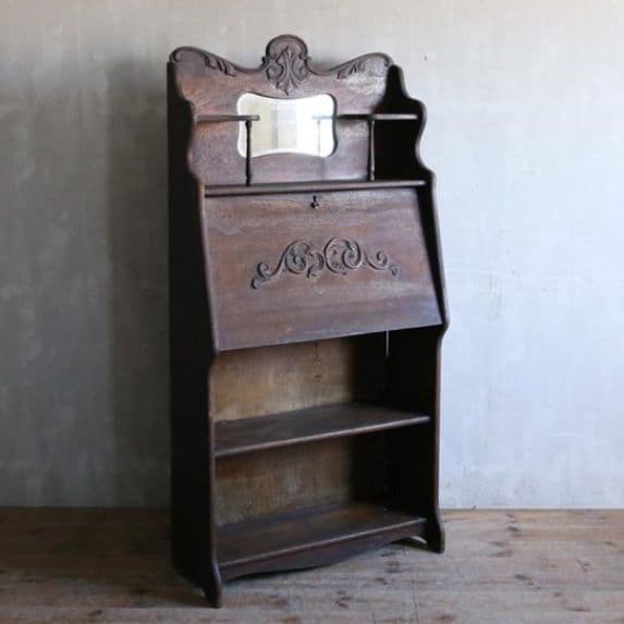 英国アンティーク　ライティングビューロー　勉強机デスク　収納式机