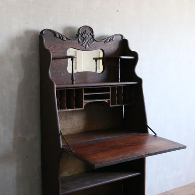 英国アンティーク　ライティングビューロー　勉強机デスク　収納式机