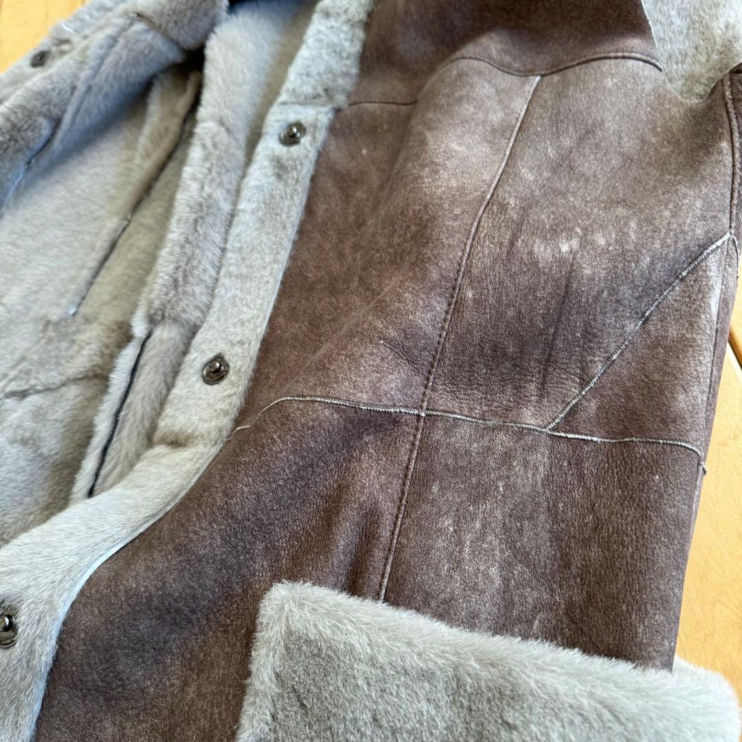 新品同様❣️イタリア製羊革シープスキンムートン　ロングジレベスト