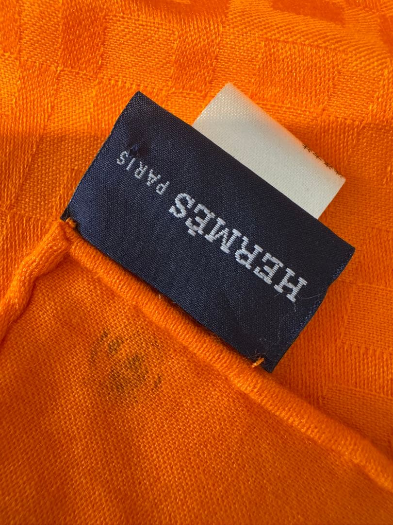 美品　エルメススカーフ　オレンジ エルメスロゴ柄