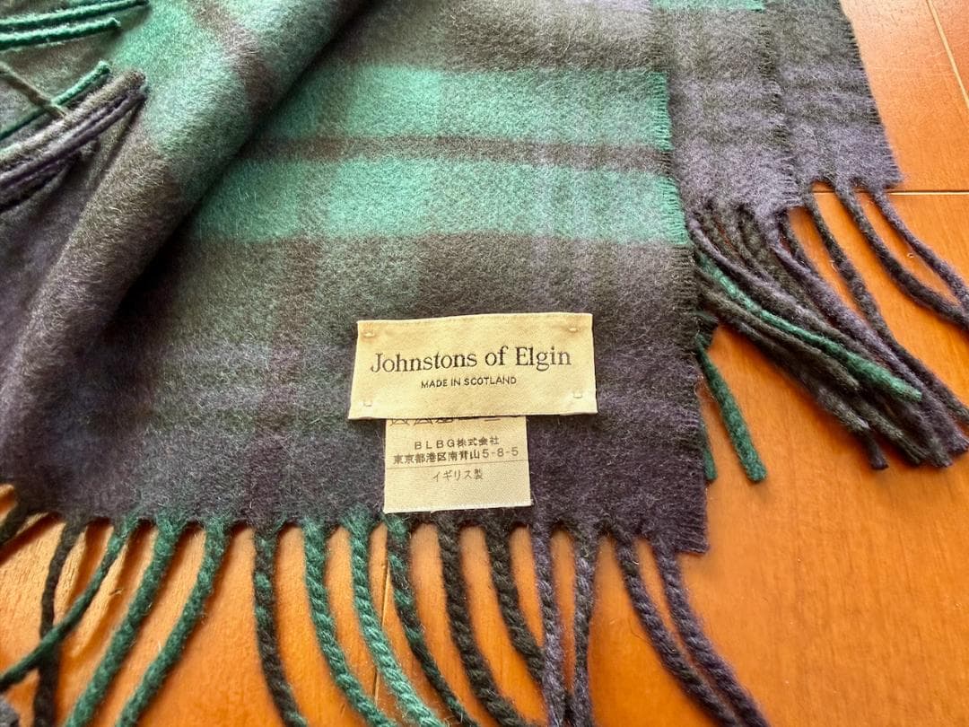 Johnstons 中判カシミヤマフラー ブラックウォッチ