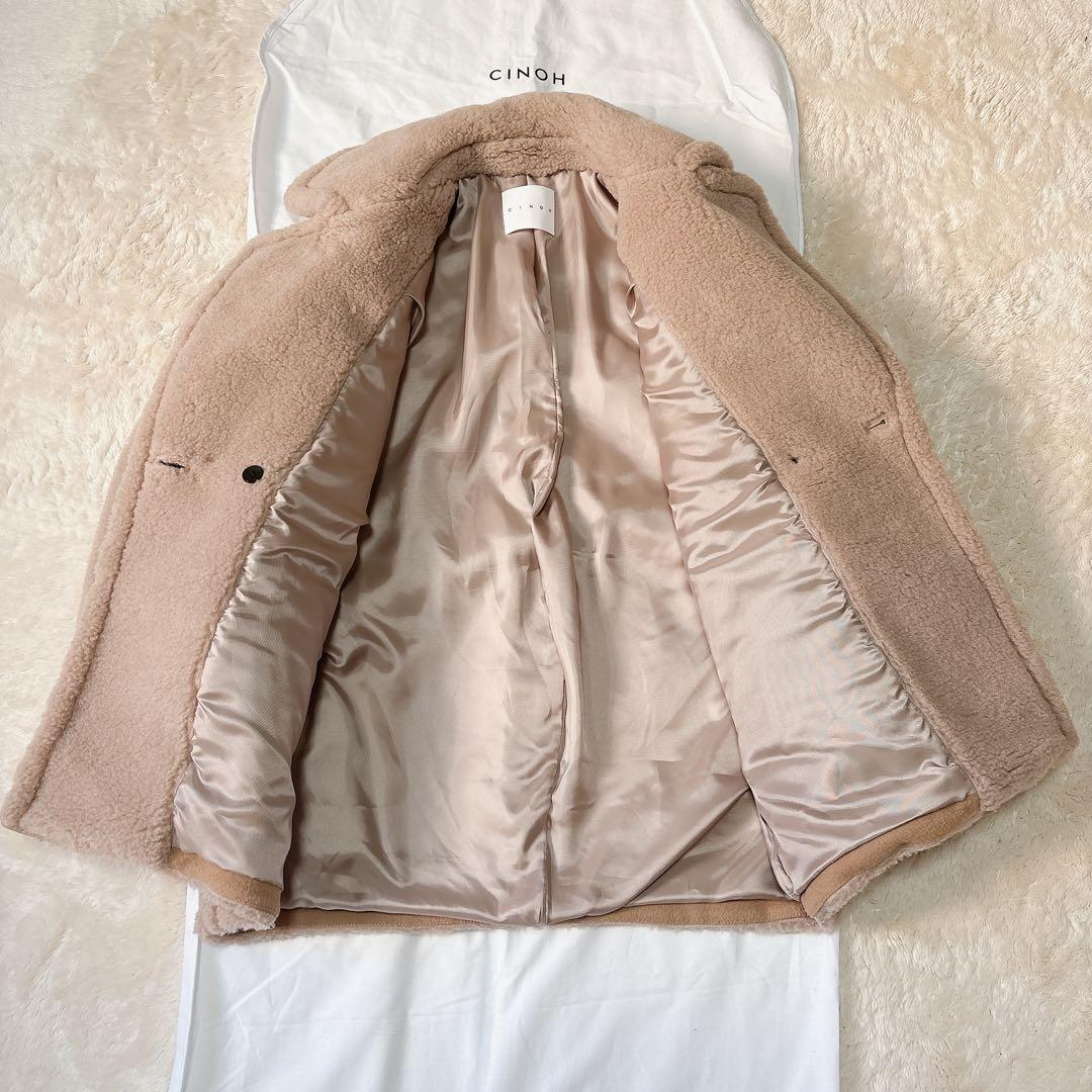 未使用に近い CINOH 2024AW ボア ミドルコート ベージュ 36