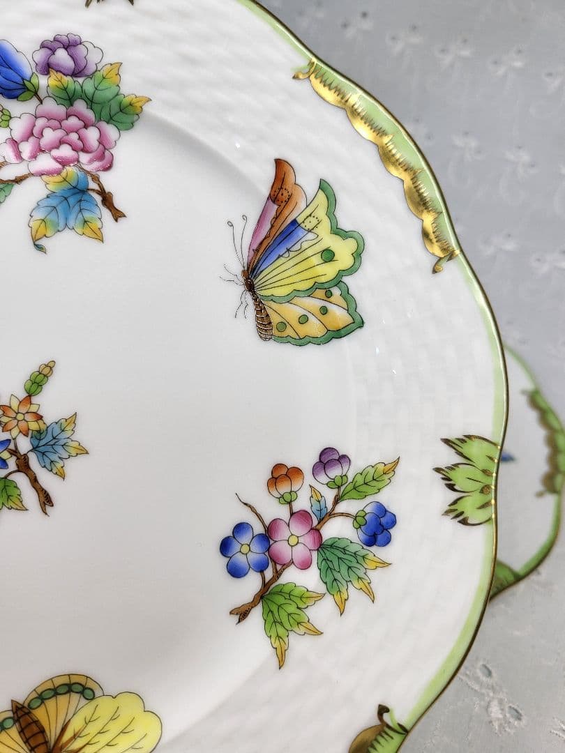 未使用近✨ヘレンド ヴィクトリアブーケ サラダ デザート プレート19 皿花蝶①