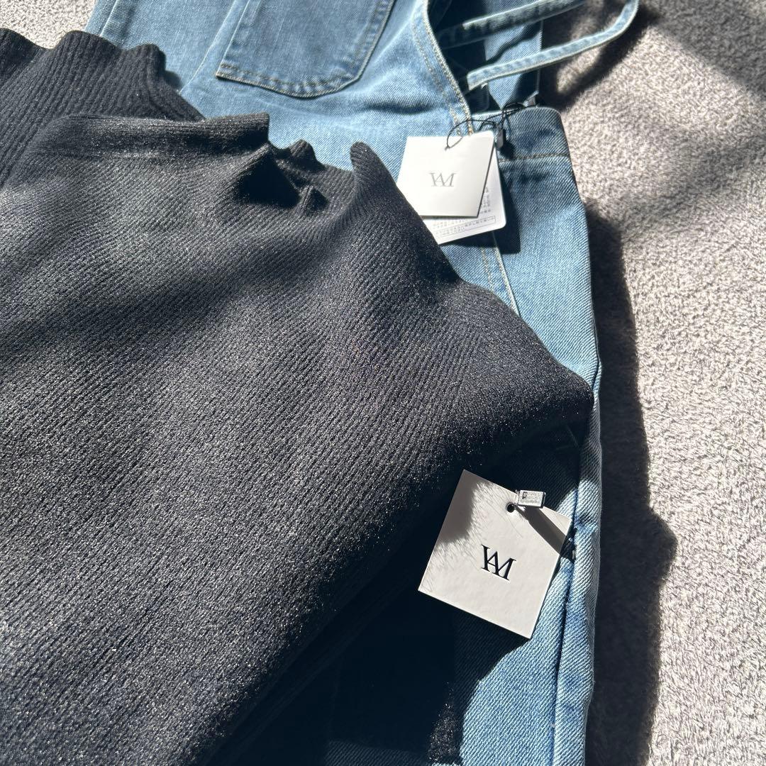 IAMALPHA ケープアンサンブルニット&フロントジップデザインサロペット