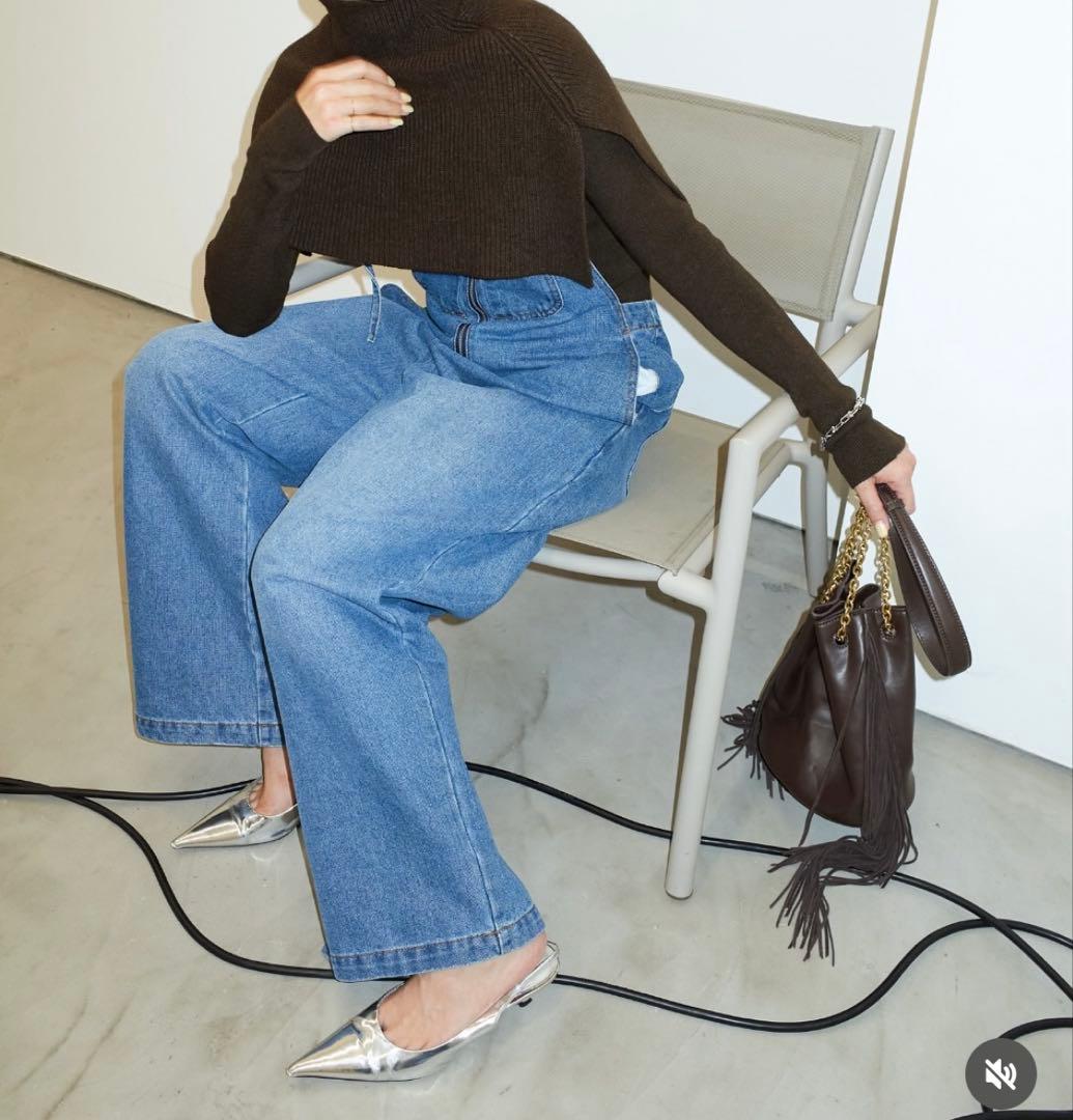 IAMALPHA ケープアンサンブルニット&フロントジップデザインサロペット