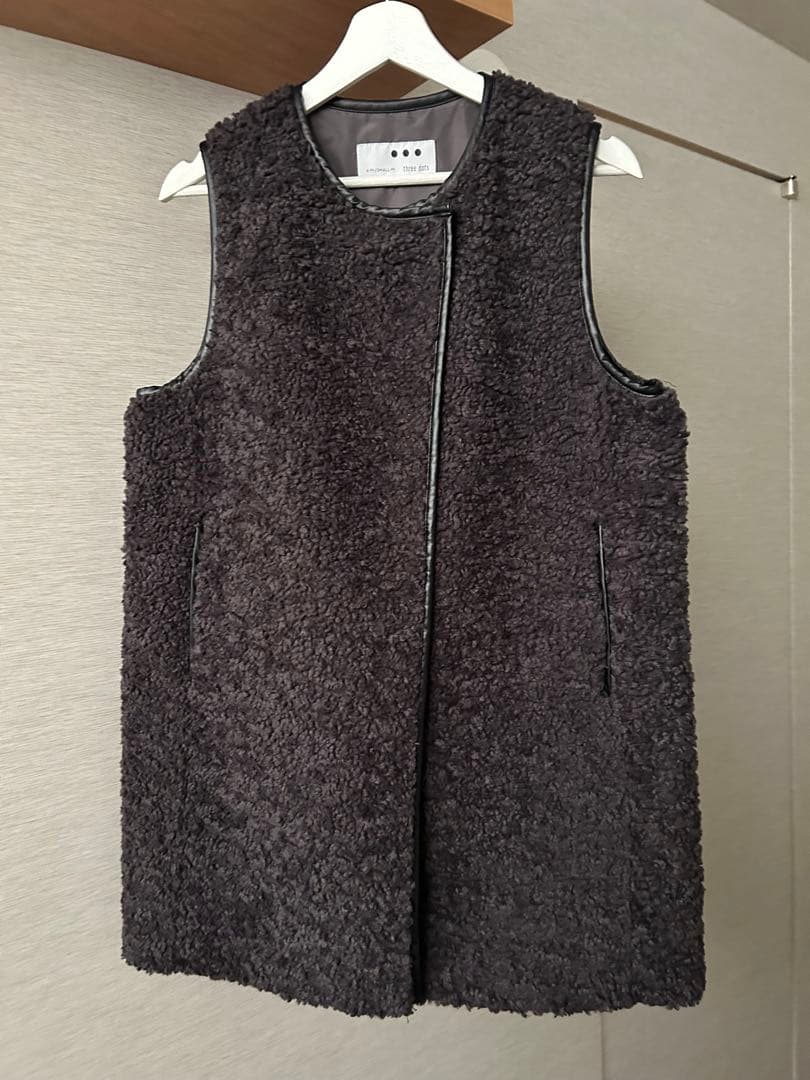 three dots スリードッツプードルボアロングベスト