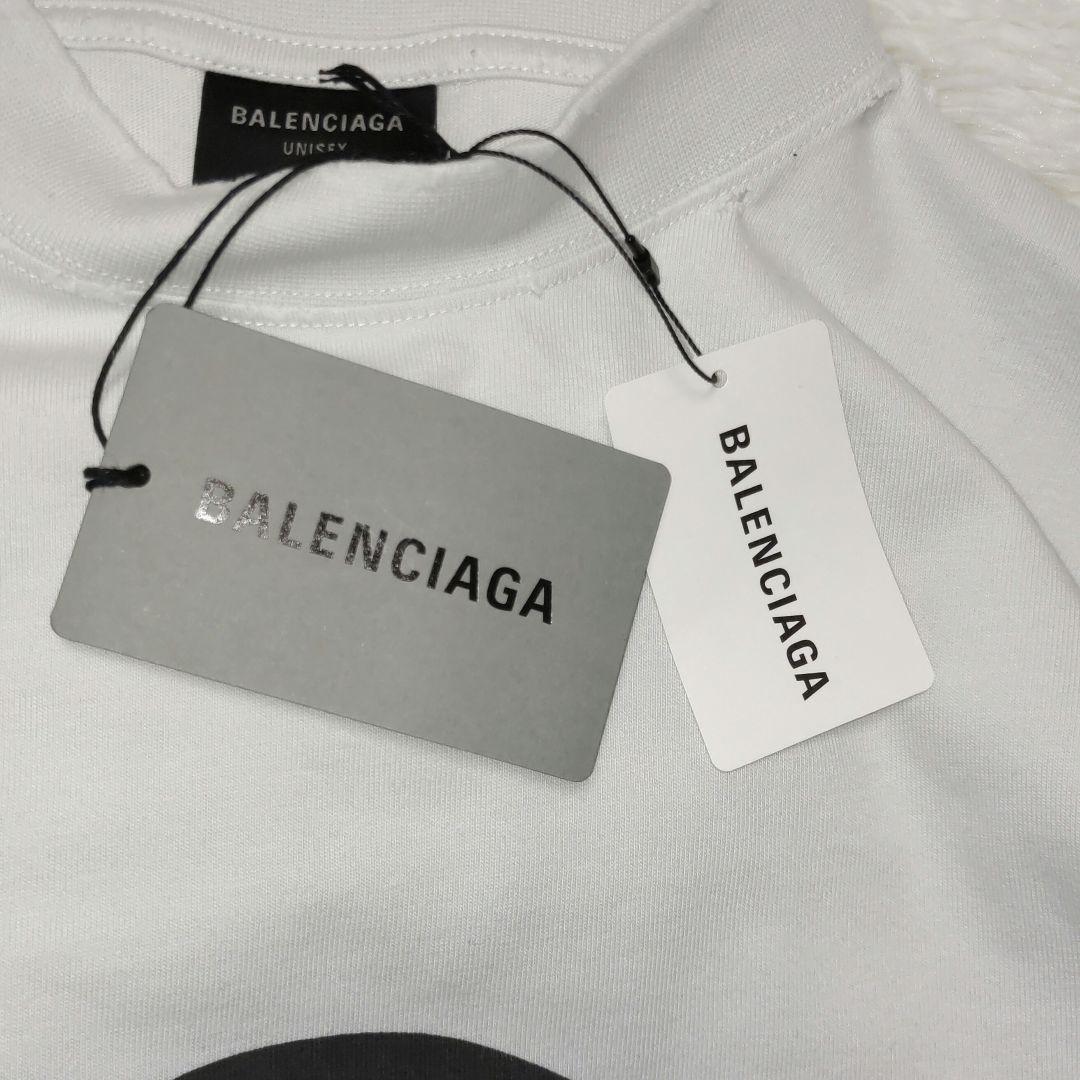BALENCIAGA Tシャツ ロゴ入り　ダメージ加工 オーバーサイズ タグ付