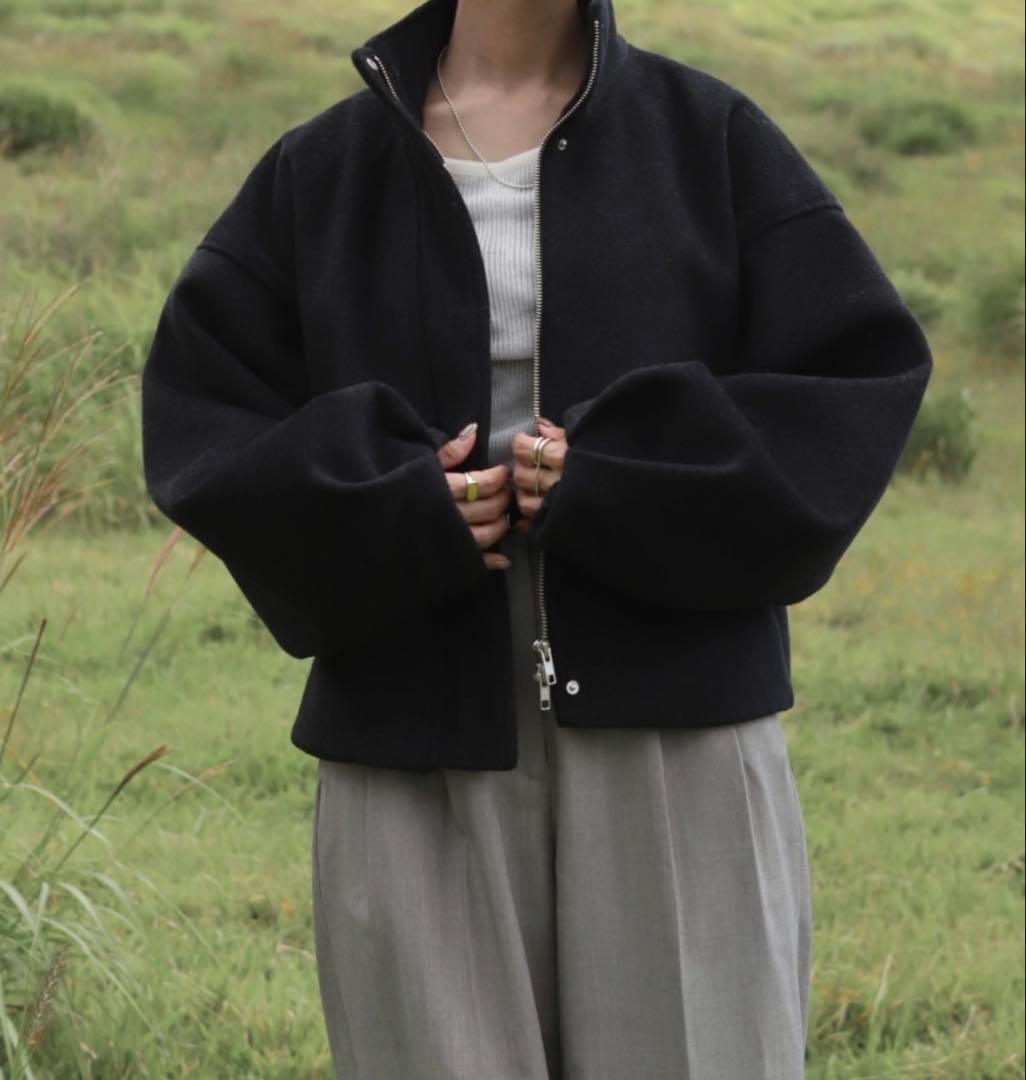 Reurie ダブルジップショートウールコート ブラック レウリィ