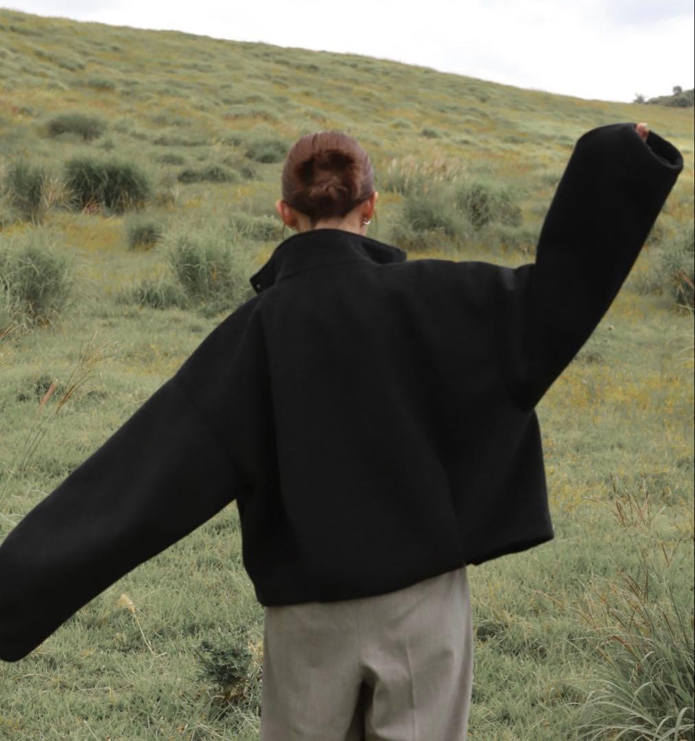 Reurie ダブルジップショートウールコート ブラック レウリィ